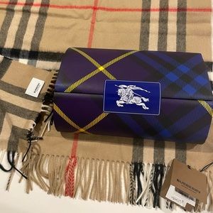 burberry giant cashmere scarf 210x50 cm NEW/NWT 21”x 84” beige/tan nova check